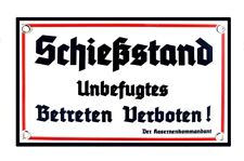 Emailleschild Schießstand