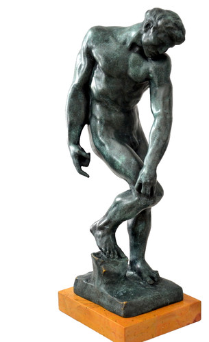 Bronze figur adam mit - ,