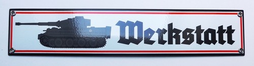 Emailleschild panzer werkstatt - panzer,