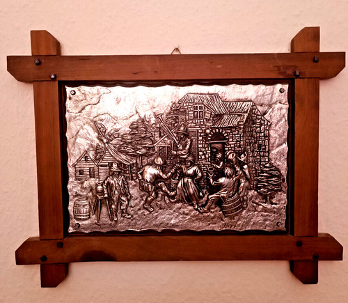 Zinnbild mit holzrahmen - zinnbild,